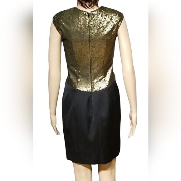 Ted Baker Gold-sequined Fitted Little Black Dress / Sz XS - Picture 7 of 17